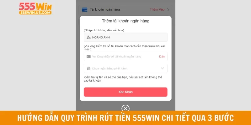 Hướng dẫn quy trình rút tiền 555win chi tiết qua 3 bước